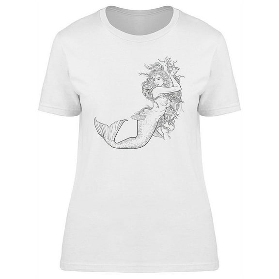 Sketch Of A Mermaid Design T-Shirt Women -Image by Shutterstock, Female x-Large