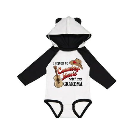 

Inktastic I Listen to Country Music with my Grandma Guitar and Hat Gift Baby Boy or Baby Girl Long Sleeve Bodysuit
