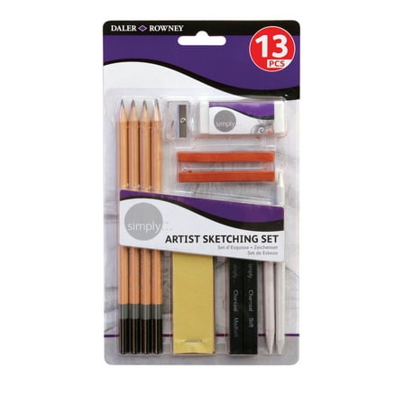 Daler-Rowney Simply... Sketching Pencils Set, 13 Pieces - Drawing Kit for Teens, Students, Kids