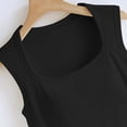 thumbnail image 7 of FAIWAD Womens Sleeveless Tank Top Square Neck Crop Top Solid Color Wide Strap Workout Padded Camisole Vest, 7 of 7