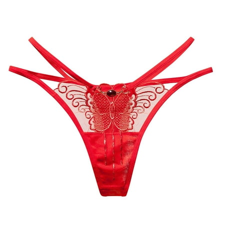 Bigersell Sheer Panties Clearance Panties Women Bikini Panty Style P-1060 Polyester Cheeky Panties Seamless Underwear Ladies Thong Briefs High Waist Women s Panties Red One Size