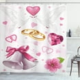 thumbnail image 1 of Ambesonne Pink White Shower Curtain, Wedding Rings Hearts, 69"Wx84"L, Pink White Orange, 1 of 3