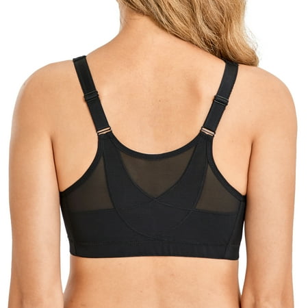 

LAUDINE Women s Front Closure Wireless Back Support Full Coverage Posture Bra