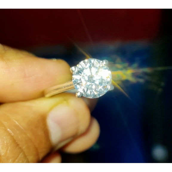 3Ct Round Cut Real Moissanite Solitaire Engagement Ring 14k White Gold Plated