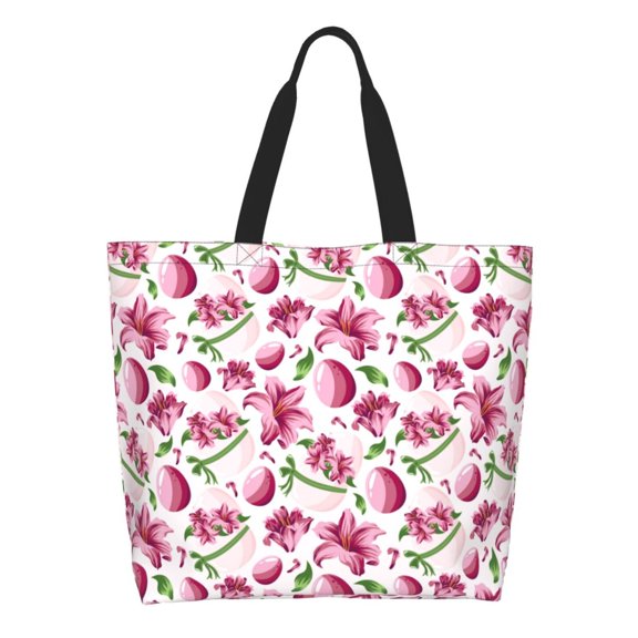 Honeii Lilies Flowers Print Tote Bag for Women, Foldable Tote Bag Large Shoulder Bag Top Handle Handbag for Travel, Work
