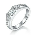 thumbnail image 2 of East West Diamond Ring, Half Bezel Set Diamond Engagement Ring, Solitaire With Accents Diamond Ring, Unisex Wedding Ring, 2.3 Ct Marquise Cut Simulated Diamond, 925 Sterling Silver, 2 of 3