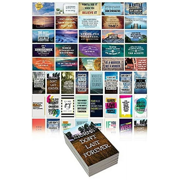 Motivation Inspiration Affirmation Cards, 120 Pack, 2 Each of 60 Unique Assorted Designs, by Better Office Products, Encouragement Card Deck, 2" x 3.5" (Business Card Size)