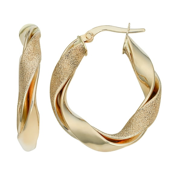 KoolJewelry 10k Yellow Gold Twisted Oval Hoop Earrings