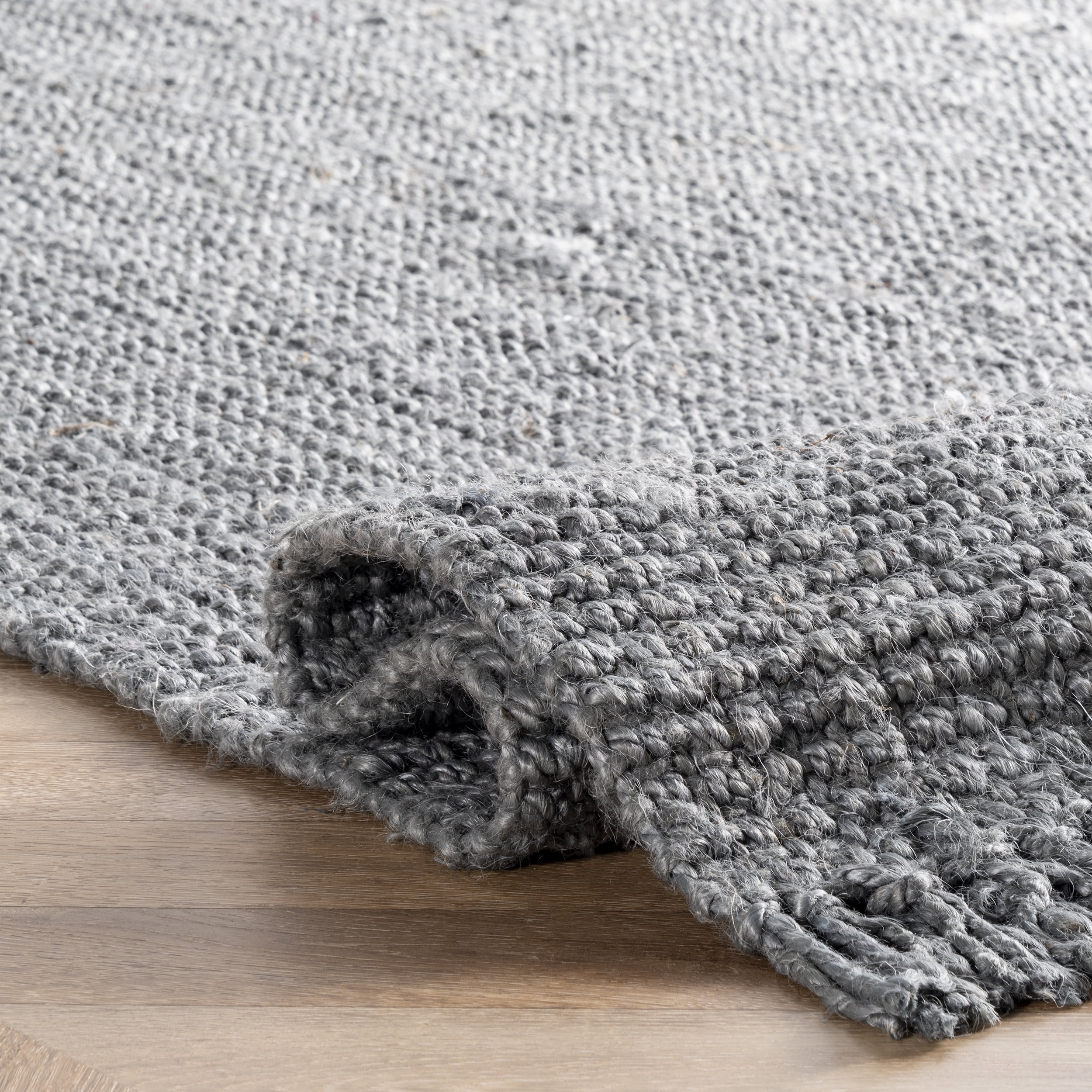 nuLOOM Daniela Chunky Jute Grey 4' x 6' Farmhouse Area Rug