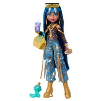 Monster High Cleo De Nile Fashion Doll in Cargo Pants with Pet Hissette and 7 Accessories