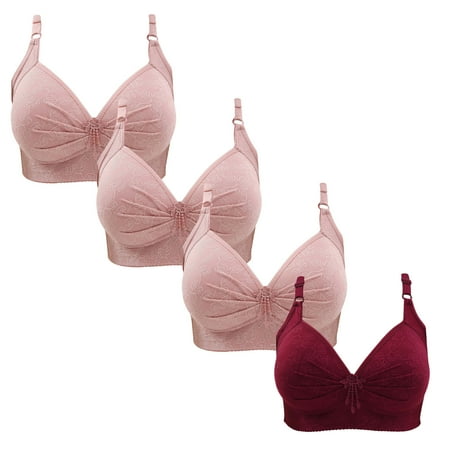 Clearance Sales Today Deals! TMOYZQ 4 PC Wireless Support Bras for Women Full Coverage And Lift Plus Size Bras Post-Surgery Bras Wirefree Bralette Minimizer Bra for Everyday Comfort