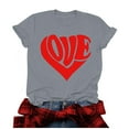 thumbnail image 2 of Fartey Women's Valentines Day Shirt Cute Love Hearts Graphic Tees Lightweight Comfy Short Sleeve Tops Dressy Casual Crewneck Holiday Blouses Gray S-3XL, 2 of 4