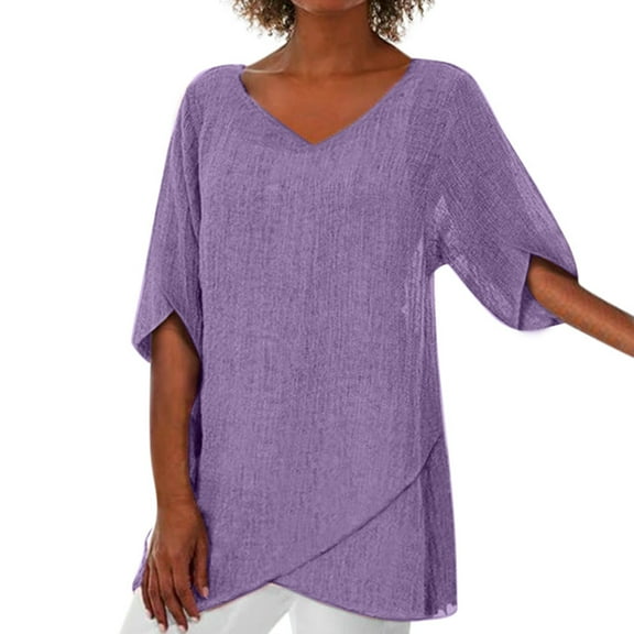 under 10.00 LYXSSBYX The Fashion Women Summer Irregular Solid Casual Top Blouse