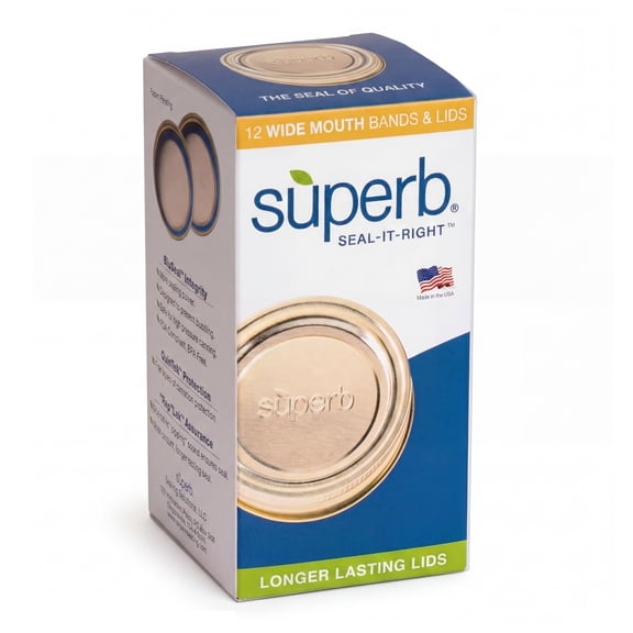 Superb Durable Wide Mouth Mason Jar Lids & Rings, 12-Count