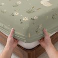 thumbnail image 3 of Full Size Fitted Sheet Set - Cute Duck Daisy 3 Piece Bedding Sets 16" Deep Pocket Fitted Sheet with 2 Pillowcases, Summer Spring Floral Sage Green Brushed Microfiber Hotel Luxury Bed Sheets, 3 of 9