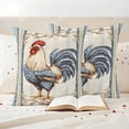 thumbnail image 3 of Blue Retro Rooster Pillow Covers 2 Pack Farmhouse Chicken Vintage Rustic Country Pillowcase Waterproof Outdoor Throw Pillow Cover for Patio Garden Square Cushion 26”x26”, 3 of 9