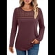 thumbnail image 1 of Blusas de Larga para Mujer, Blusas Elegantes e Informales, Camisetas de Encaje para Negocios, Moda de Otoño 2025. Rojo Vino L, 1 of 7