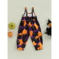 thumbnail image 4 of Bagilaanoe Toddler Baby Girl Halloween Jumpsuit Sleeveless Ghost/Cartoon Cat Pumpkin Print Romper Sling Overalls 1T 2T 3T 4T 5T 6T Kids Long Pants Casual Outfits, 4 of 9