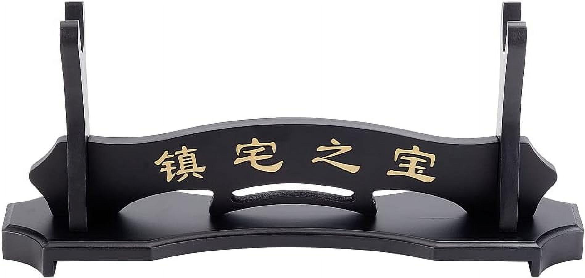 Sword Katana Holder Stand Wood Sword Katana Stand Wooden Sword Rack Samurai Sword Display Stand Black Sword Display Stand with Chinese Character