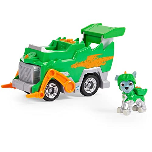 PAW Patrol, Rescue Knights Rocky Transforming Toy Car with Collectible Action Figure, Kids Toys for Ages 3 and up