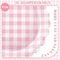 thumbnail image 3 of 30 Pcs Light Pink Gingham Plates, 9 Inch Scalloped Plaid Camping Dessert Dinner Party Plates Pink and White Gingham Party Supplies for Girls Baby Shower, Wedding, Birthday, 3 of 12