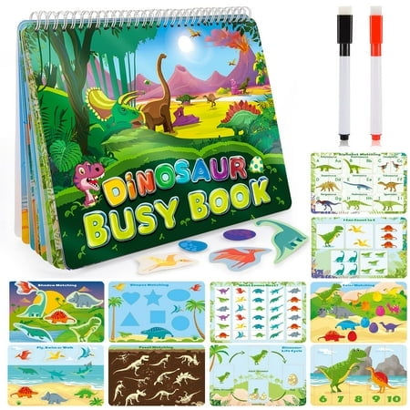 Montessori Toys for Toddlers, Newest Dinosaur Themes Busy Book for Kids Toys Ages 3-5 Preschool Educational Learning Toys for 3-5 Year Olds Birthday X