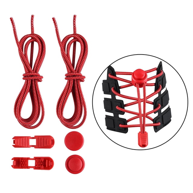Cordones de Zapatos de Goma Elástica Reflectante Baoblaze Sin Cordones 47' 120 Cm Rojo