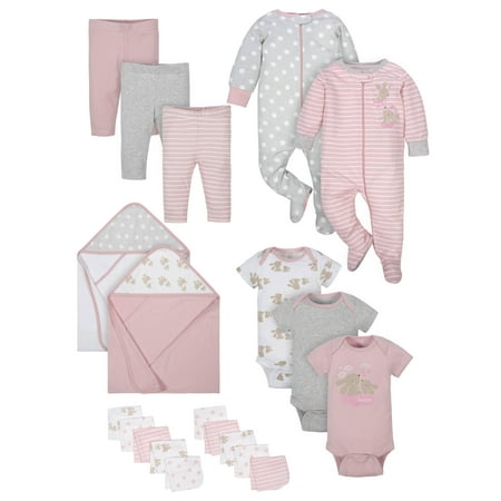 Wonder Nation Baby Girl Essentials Gift Set, 20-Piece