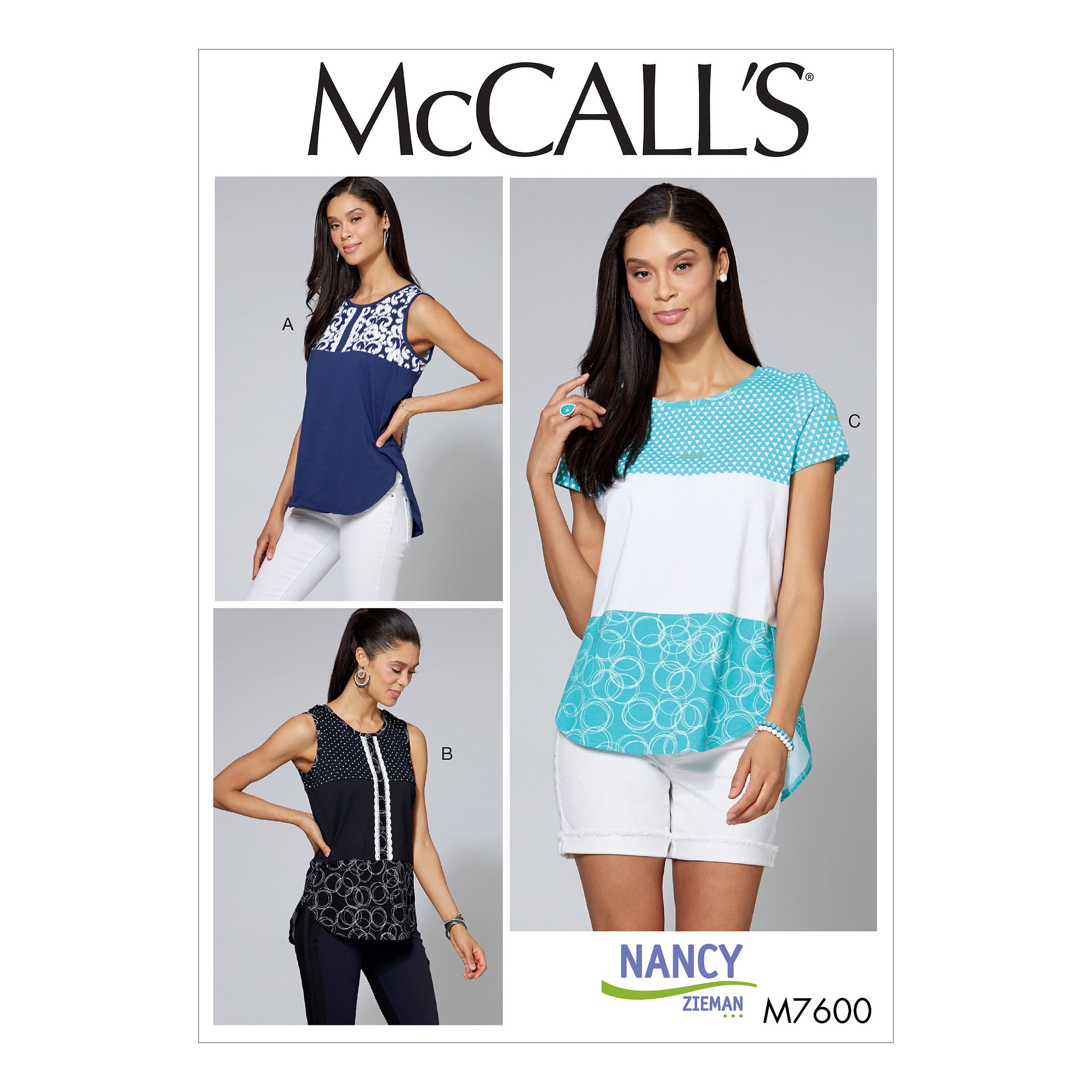 McCall's Sewing Pattern Misses'/Women's Pullover Tops with Contrast and