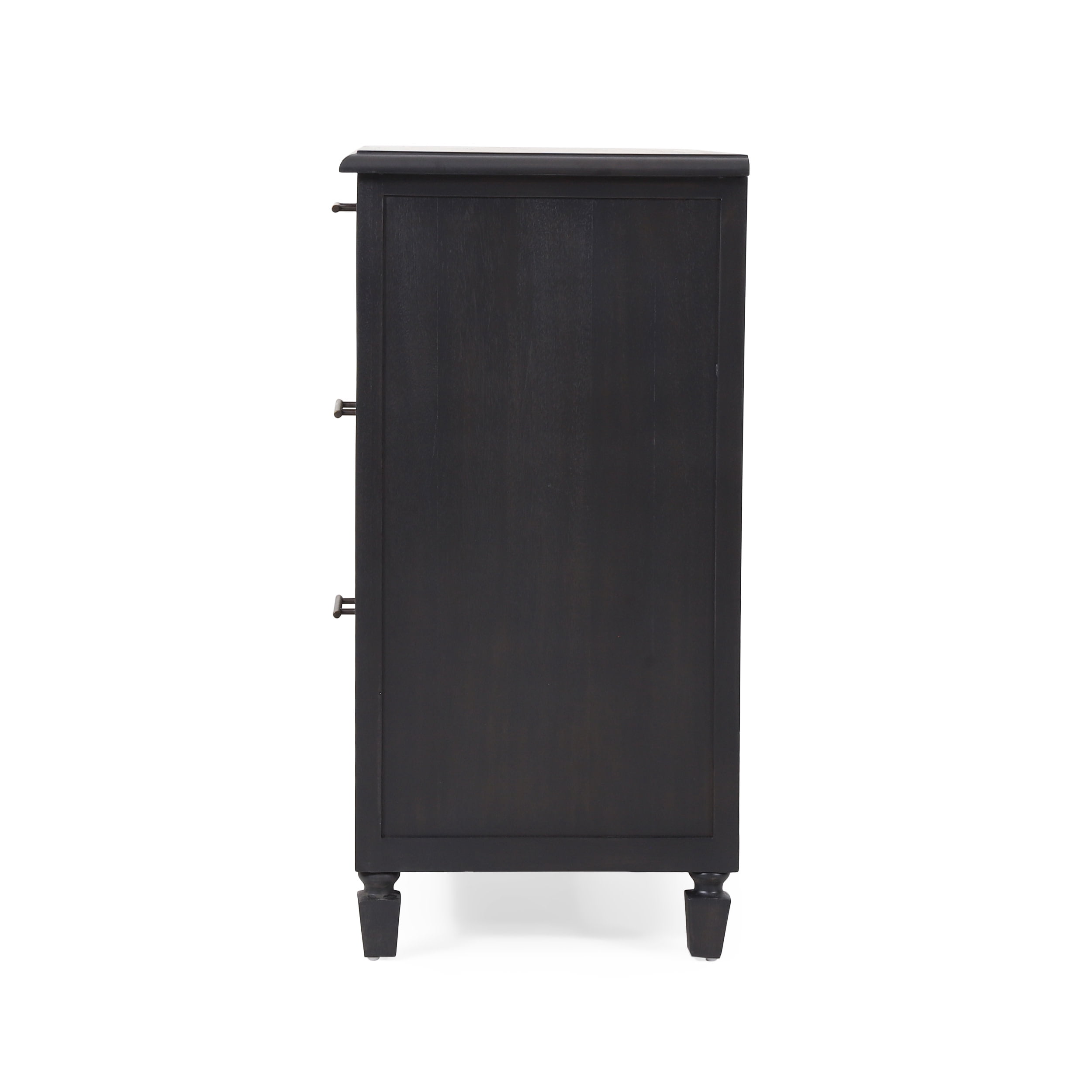 Noble House Thurber Acacia Wood and Cane 3 Drawer Dresser, Dark Gray