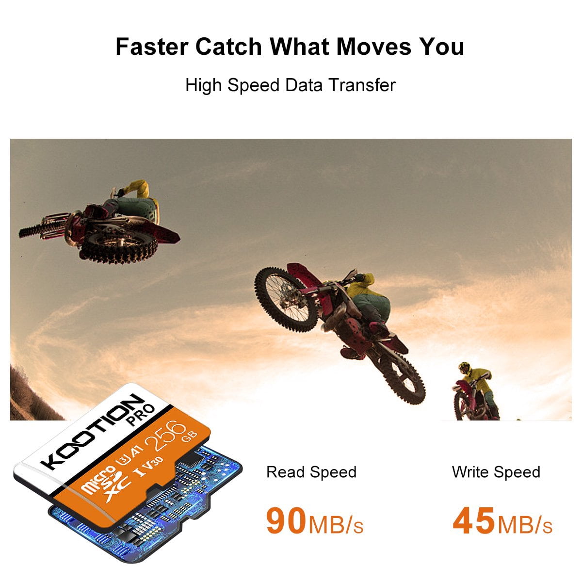 KOOTION 256 GB Micro SD Card 5 Pack TF Card with Adapter High Speed MicroSDXC U3 Full HD 4K Memory Card for Phone Table Monitor Camera