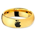 thumbnail image 2 of Tungsten Sweet Apple Bitten Band Ring 7mm Men Women Comfort Fit 18k Yellow Gold Dome Polished, 2 of 4