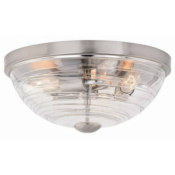 Vaxcel Isley 15-in W Satin Nickel Flush Mount Ceiling Light Fixture Clear Glass