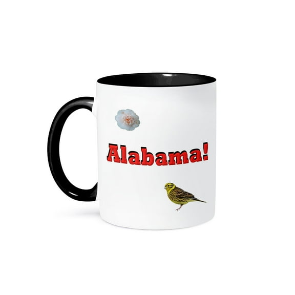 3dRose, Alabama, 11oz Two-Tone Black Mug