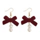 thumbnail image 4 of Women's Red Earrings Flocked Earrings Premium Earrings Vintage Style Autumn and Winter Women's Earrings (Square), 4 of 4