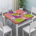 thumbnail image 3 of Elastic edge square tablecloth with bohemian floral print, perfect for patio dining and kitchen table decoration, 3 of 6
