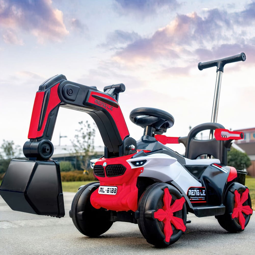 Kepooman Kids Battery Powered Excavator with Pushing Handle, Ride On Toy with Manual Digging Arm, Red Kepooman Kids Battery Powered Excavator with Pushing Handle, Ride On Toy with Manual Digging Arm, Red