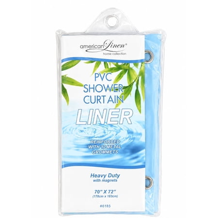 American Linen Shower Curtain Liner 70 x 72 Waterproof Heavy Duty Plastic with 12 Rust-Resistant Metal Grommets Pale Blue 2 Pack