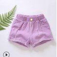 thumbnail image 1 of Faithtur Kids Denim Shorts, Girls Solid Color High Elastic Waist Ripped Jeans, 1 of 7