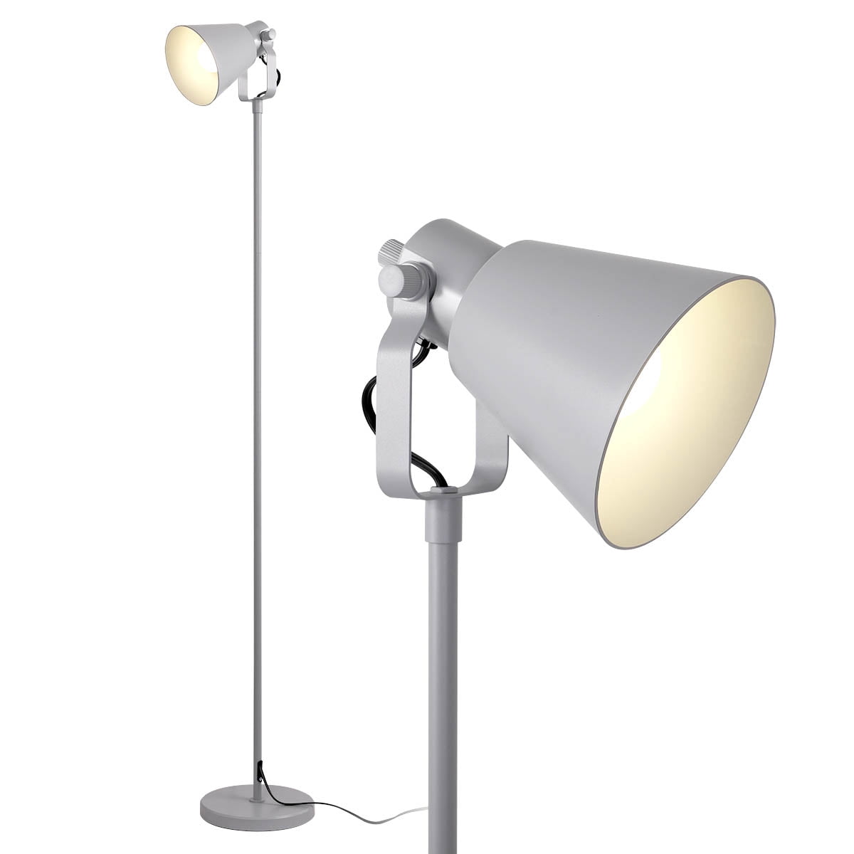 Mainstays 64” Modern Adjustable Gray Floor Lamp with Gray Shades