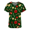 thumbnail image 4 of FAFWYP Christmas Scrubs for Women, Womens Loose Scrubs Tops Summer Nurse Short Sleeve V Neck Workwear Snowmen Printed Working Uniform Shirt Medical Blouse with Pockets, 4 of 5