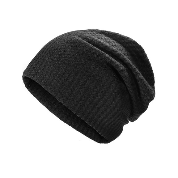 DLAPL Slouchy Beanie Hat for Men and Women Lightweight Soft Skull Cap Chemo Headwear (Solid Black)