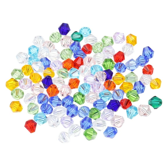 Uxcell 250pcs 6mm Bicone Glass Crystal Beads, Faceted Beads Multicolored