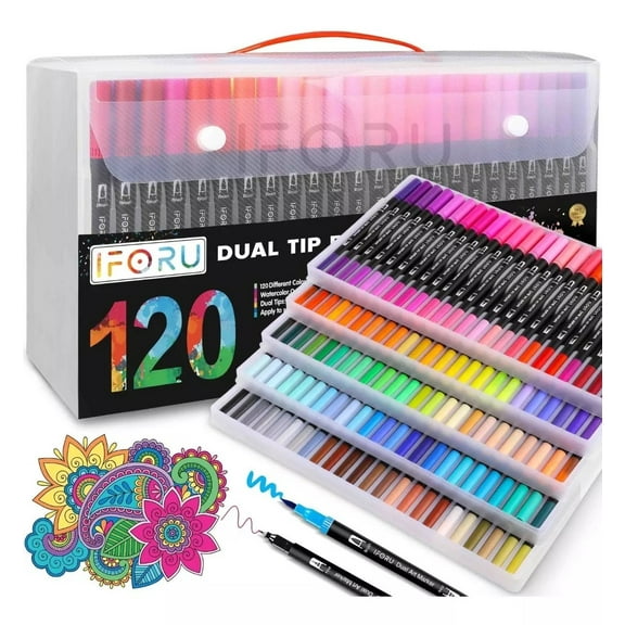 Marcadores Plumones Doble Punta Pincel Iforu 120 Colores