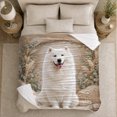 thumbnail image 5 of Happy Samoyed In Rustic Wreath With Fall Pumpkins Cozy Whimsical Art For Dog Lovers Thanksgiving Gift Soft Flannel Blanket Home Decor For Living Room And Bedroom, 5 of 9