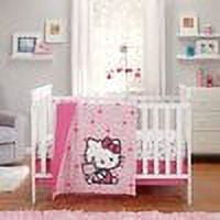 Sanrio Hello Kitty Cute as A Button 3 Piece Crib Bedding Set, Pink/White