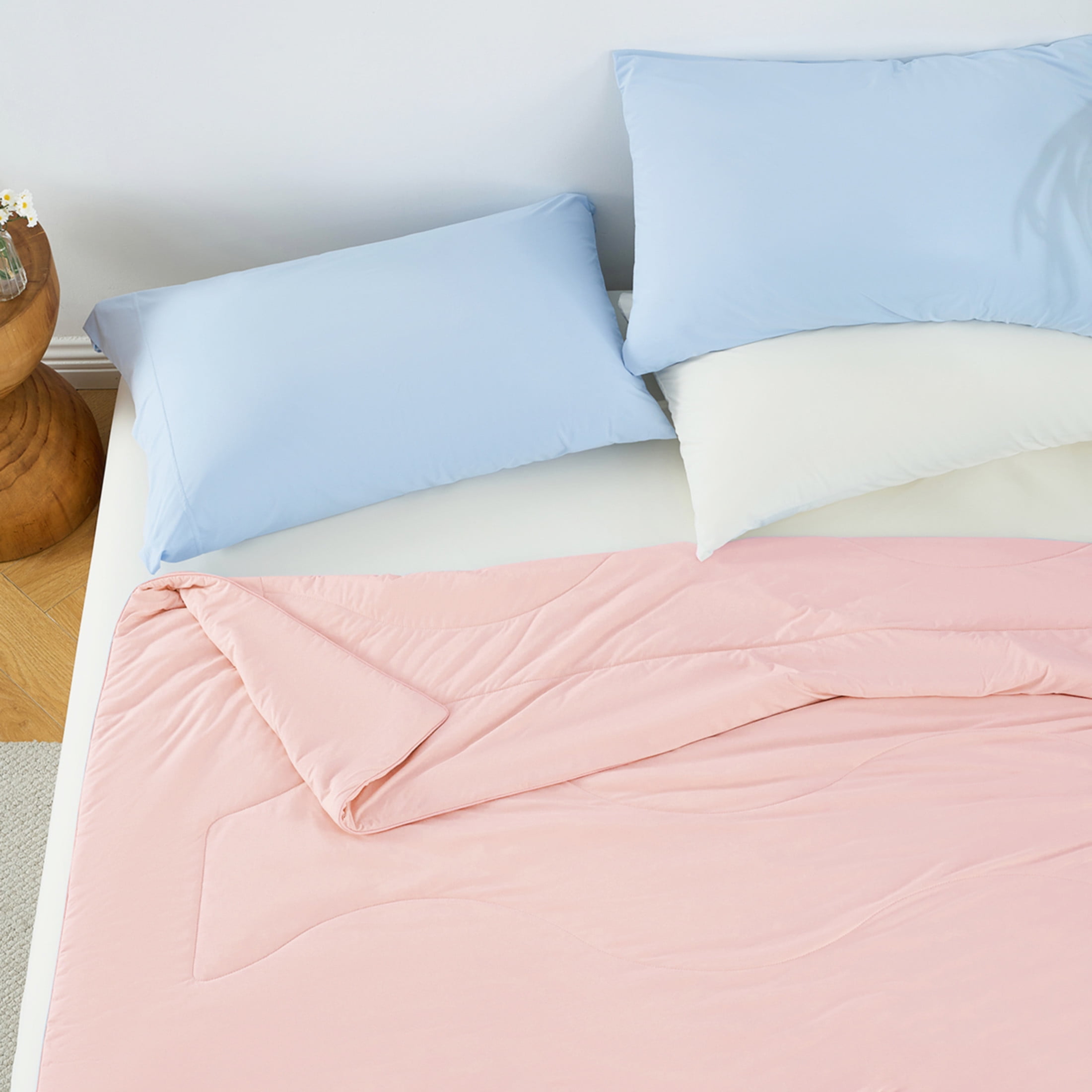 GDF Studio 60x90" Twin/Twin XL Cooling Down Alternative Comforter, All-Season Bedding for Hot Sleepers, Pink