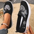 thumbnail image 5 of XUNKUSGA Walking Shoes Women Trendy Embroidered Knit Womens Shoes Casual Breathable Mesh Slip On Shoes Women Lightweight Comfortable Womens Walking Shoes,Black,5.5, 5 of 5