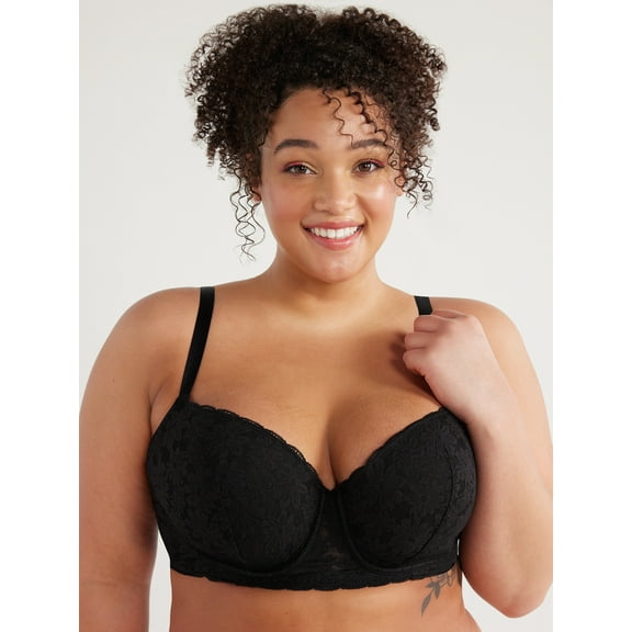 No Boundaries Women’s and Women’s Plus All-Over Lace Balconette Bra with Sugarcup™, Sizes 34B-40DD