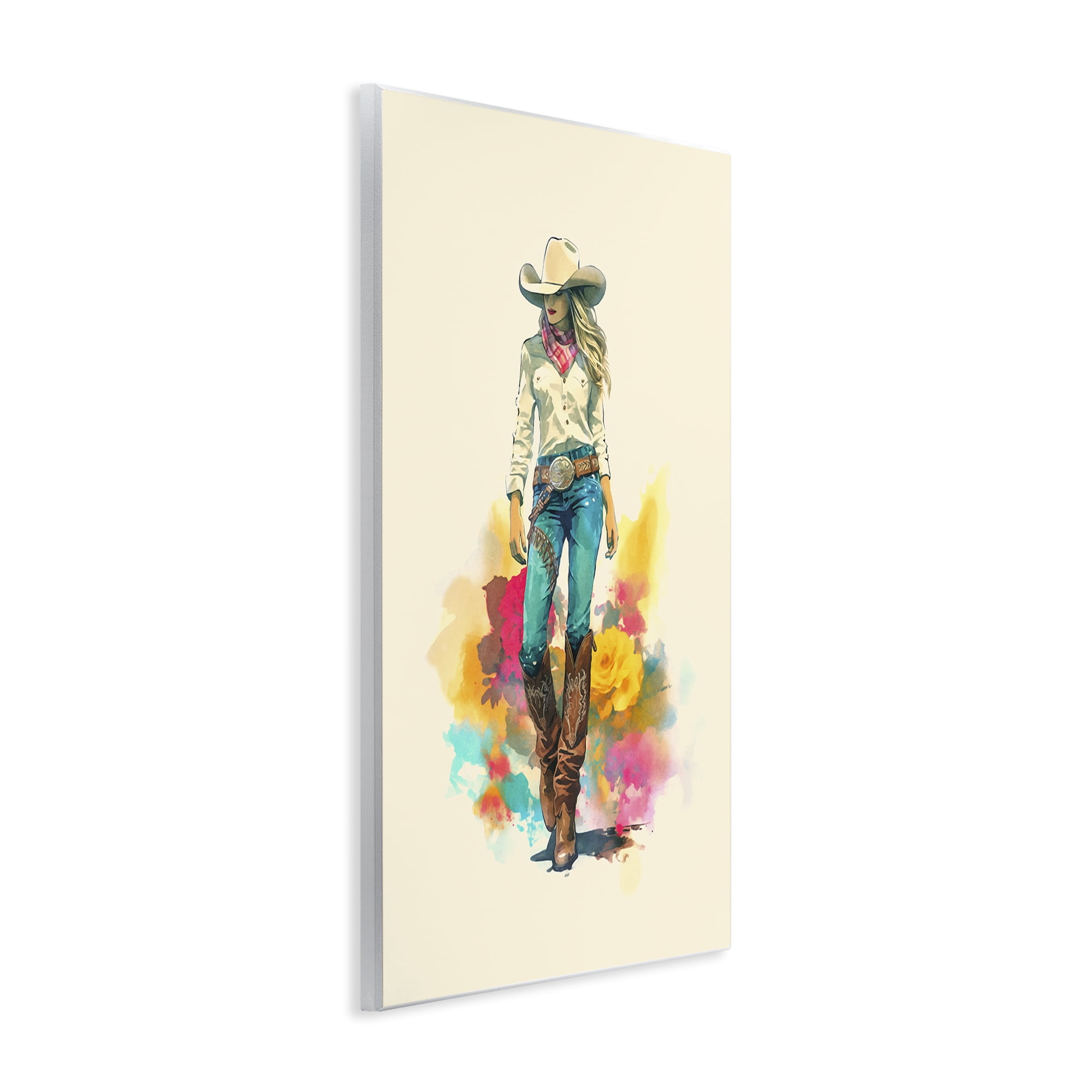 Stupell Industries Prairie Princess Cowgirl People Painting Unframed Art Print Wall Art, 13 x 19